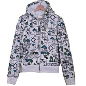 CORE Powder Room 5000mm Hoodie Womens M Geo Print Full Zip LS Fleece Snowboard